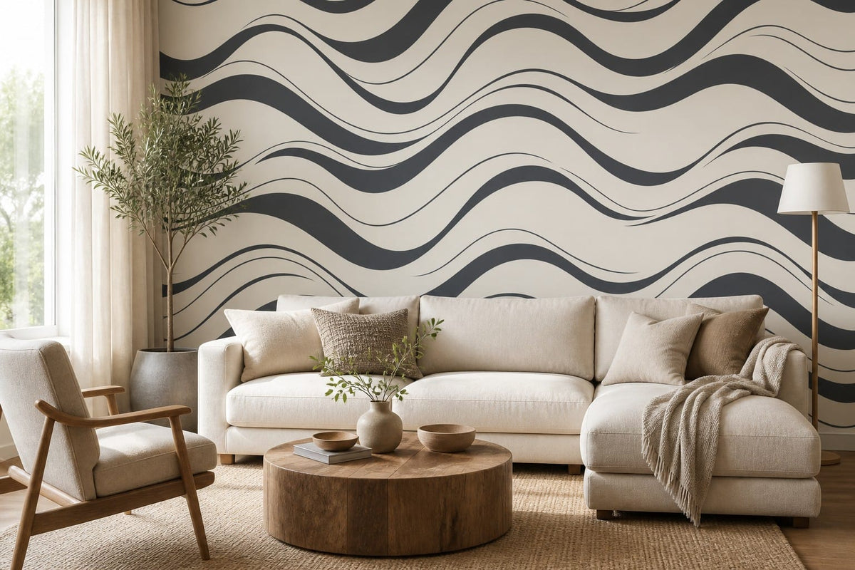 Charcoal Wave Wallpaper Mural product view