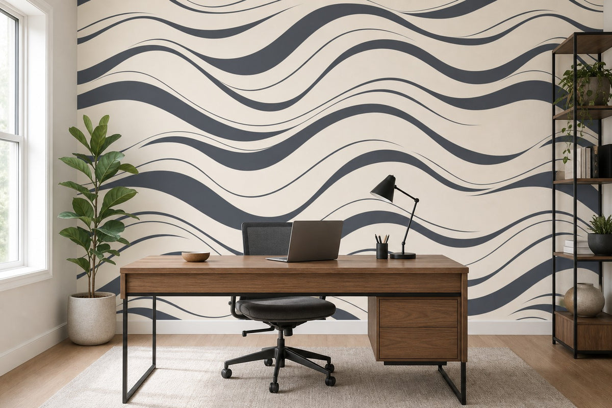 Charcoal Wave Wallpaper Mural product view