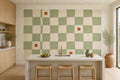 Sage Checkered Wallpaper Mural
