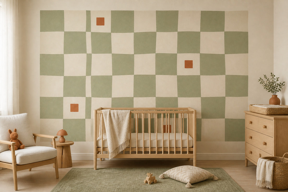 Sage Checkered Wallpaper Mural product view