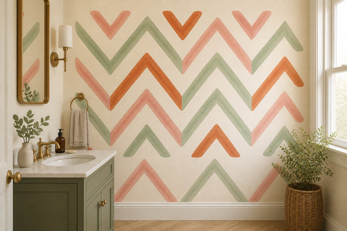 Sage Chevron Wallpaper Mural product view