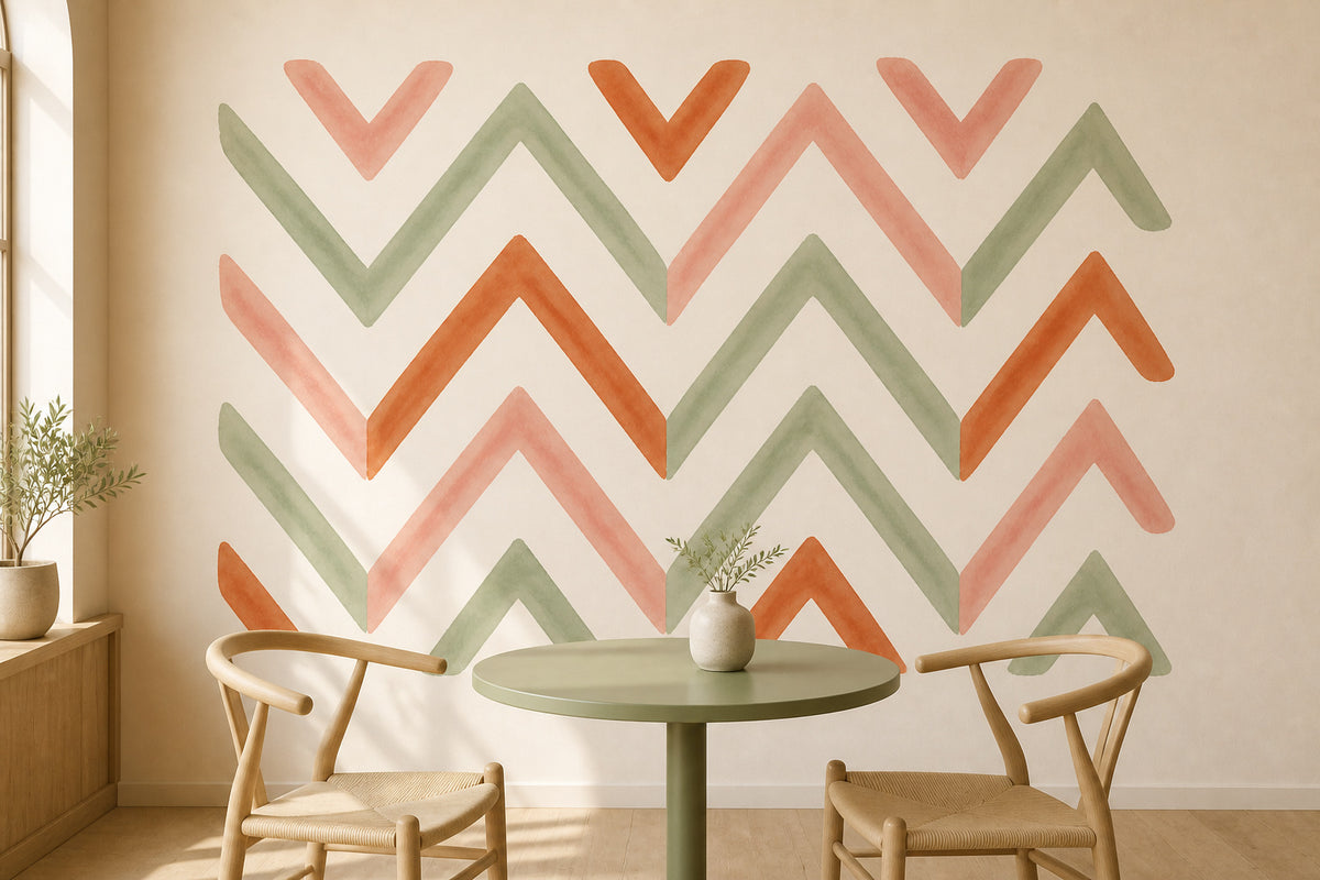 Sage Chevron Wallpaper Mural product view