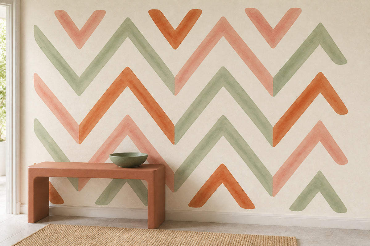 Sage Chevron Wallpaper Mural product view