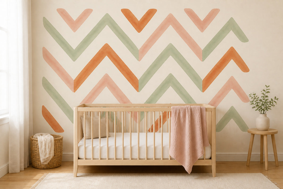 Sage Chevron Wallpaper Mural product view