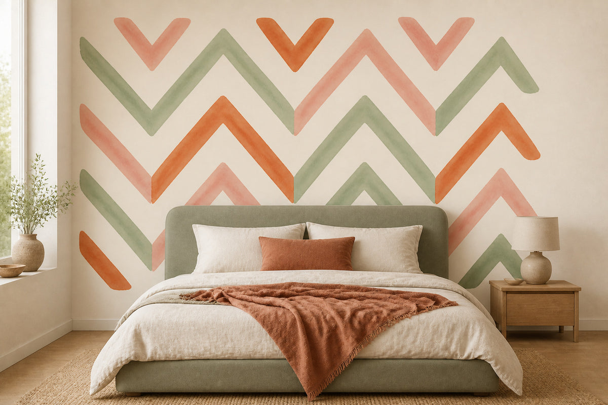 Sage Chevron Wallpaper Mural product view