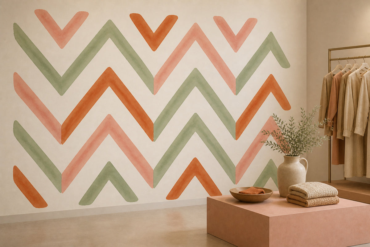 Sage Chevron Wallpaper Mural product view