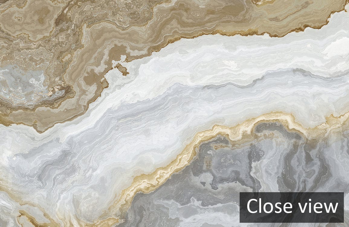 Marble Elegance wallpaper: Gold and grey abstract texture close-up, modern wall design with elegant flair.