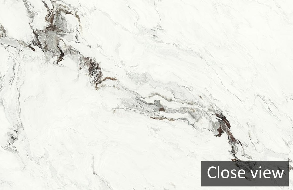 Marble-Inspired Grey and White Abstract Swirl Pattern Wallpaper, close view, textured elegant wall decor.