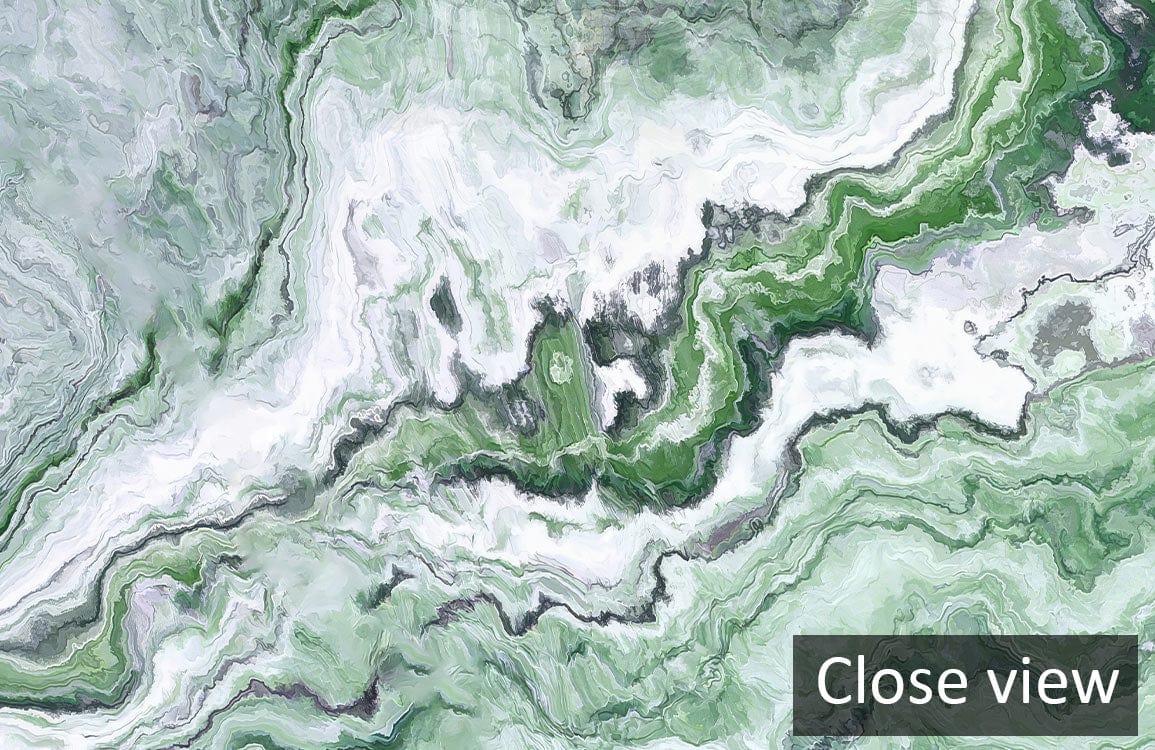 Close-up of Elegant Green Marble Effect Wallpaper showcasing luxurious modern pattern design.