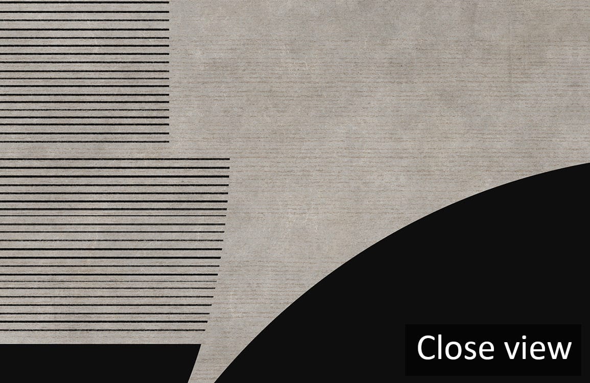 Geometric grey and black abstract patterned wallpaper close-up for modern interiors, enhancing Décor elegance.