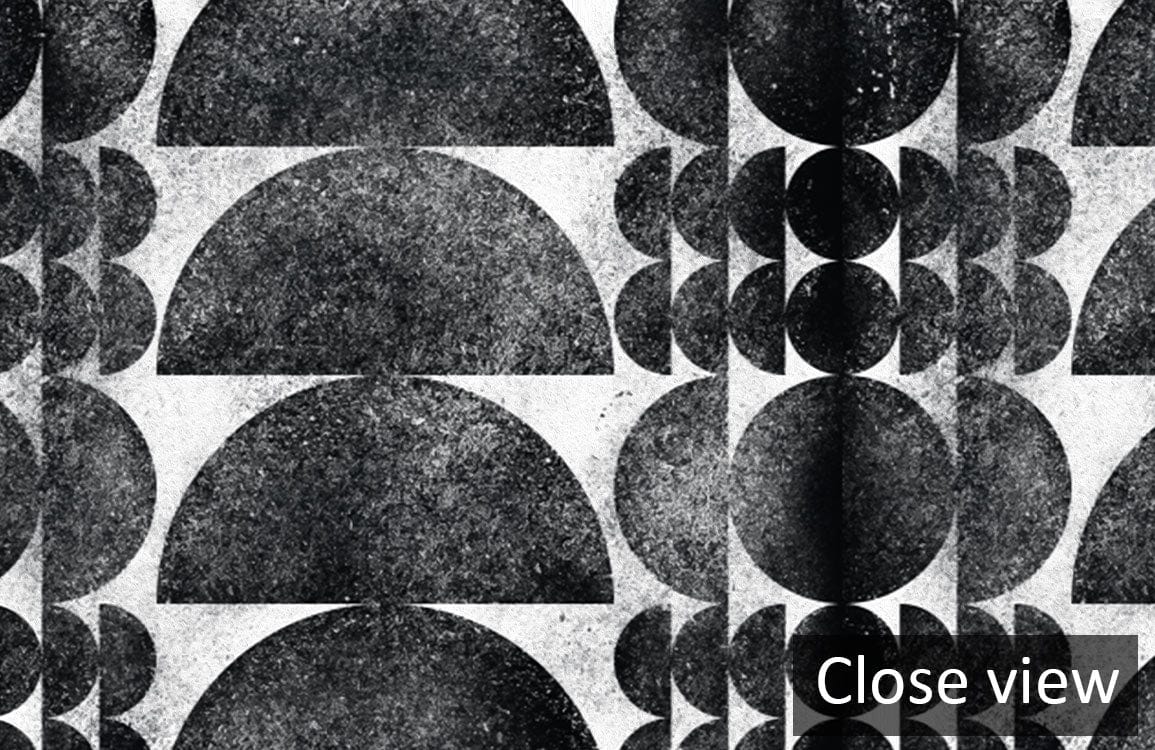 Monochrome Geometric Art Deco Pattern Wallpaper for elegant interiors, close-up of textured design.