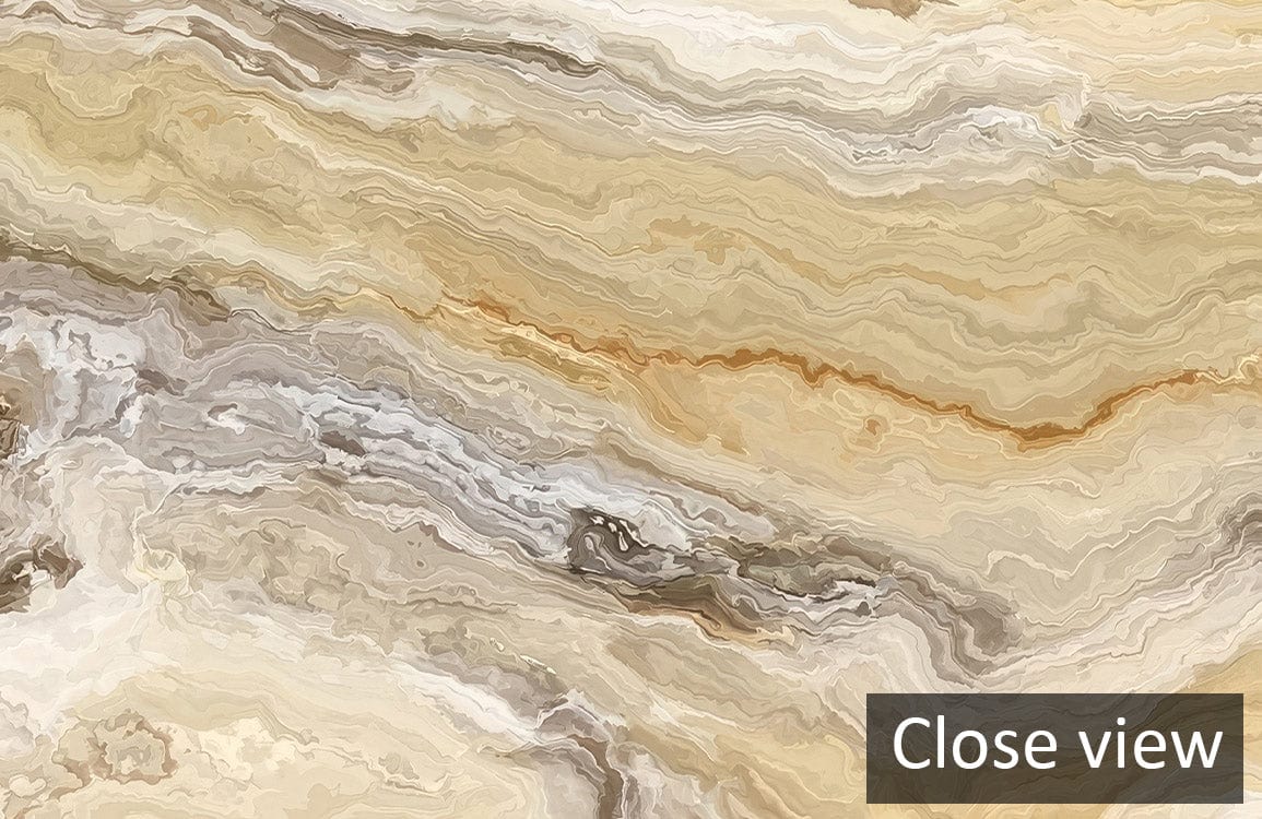 Alt text: Elegant Marble Swirl Mural Wallpaper in Earthy Tones for sophisticated interiors; close view.