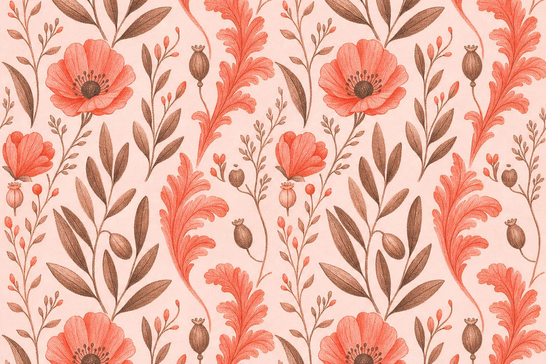 Coral Botanical Wallpaper Mural product view