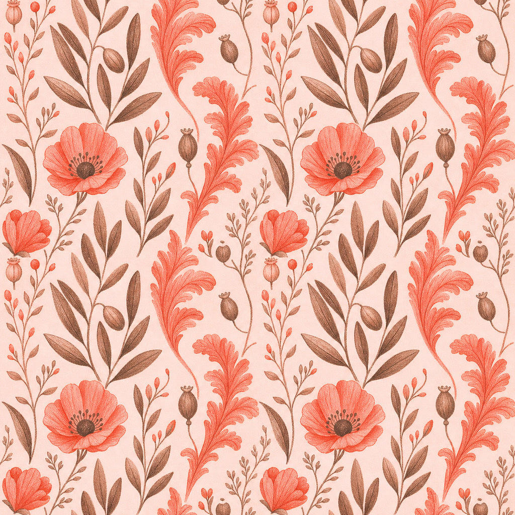 Coral Botanical Wallpaper Mural product view
