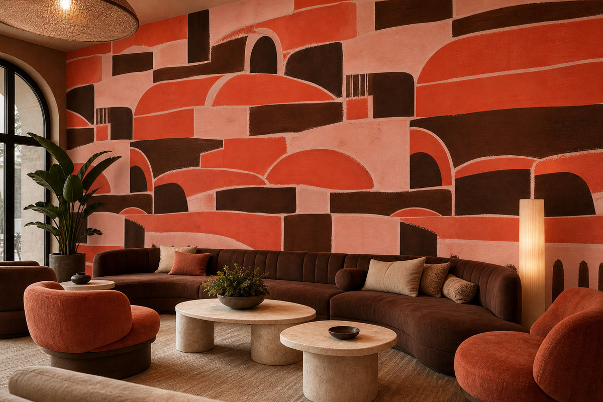 Coral Brick Wallpaper Mural product view