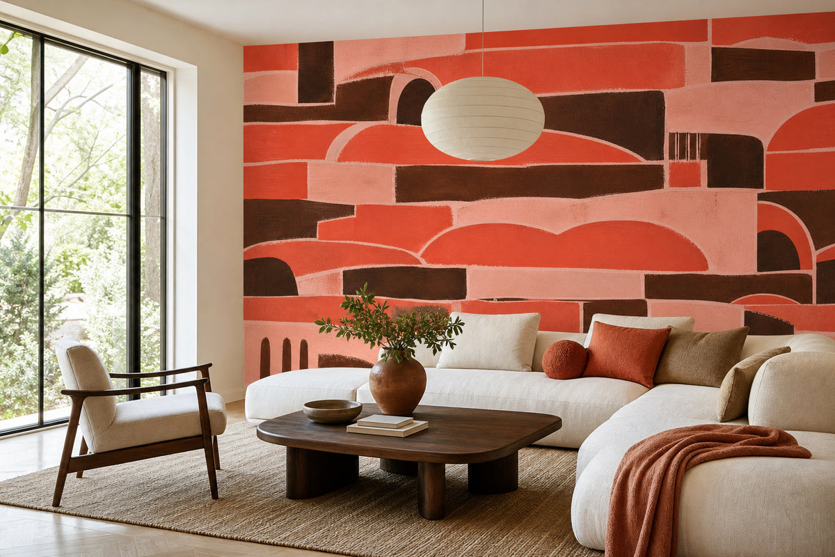 Coral Brick Wallpaper Mural product view