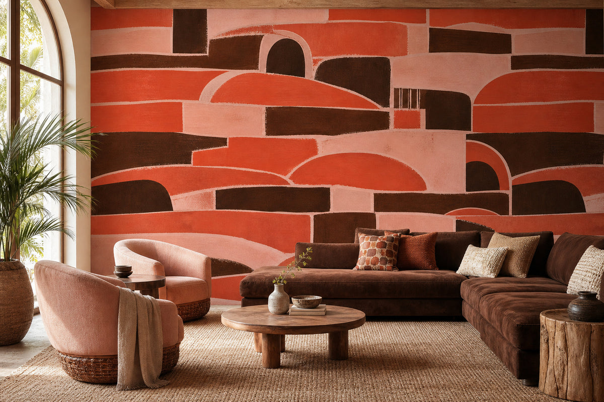 Coral Brick Wallpaper Mural product view