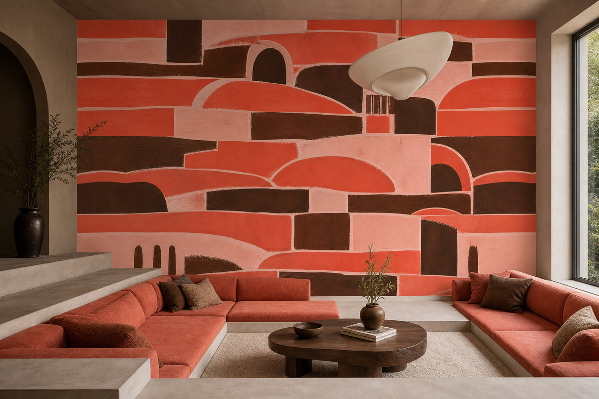 Coral Brick Wallpaper Mural product view