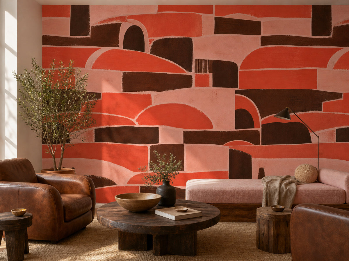 Coral Brick Wallpaper Mural product view