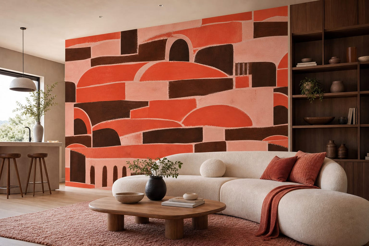 Coral Brick Wallpaper Mural product view