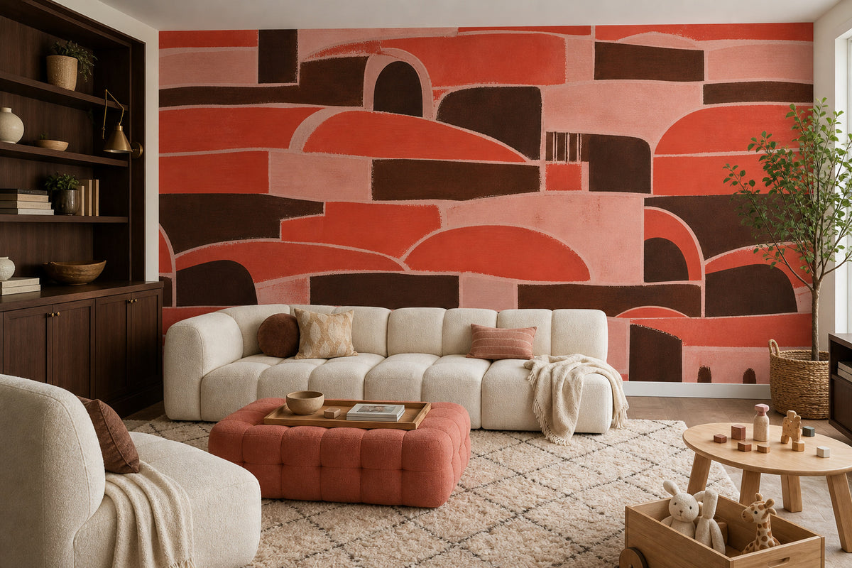 Coral Brick Wallpaper Mural product view