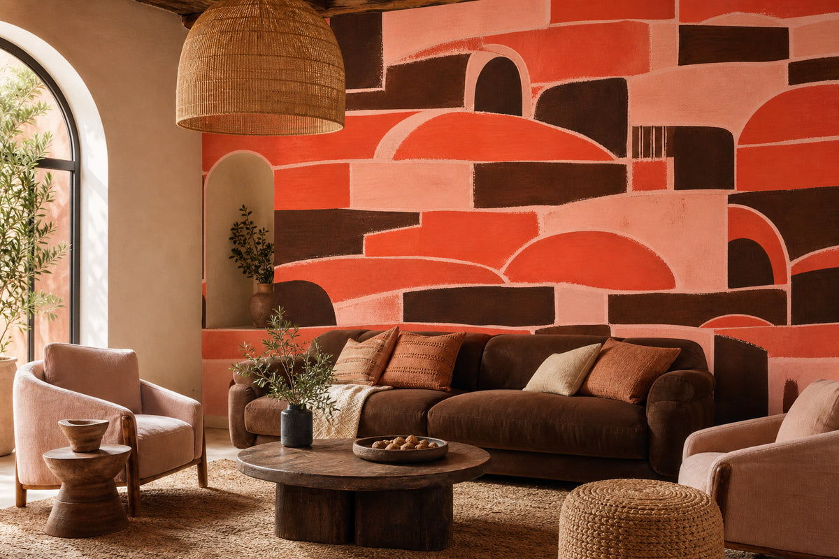 Coral Brick Wallpaper Mural product view
