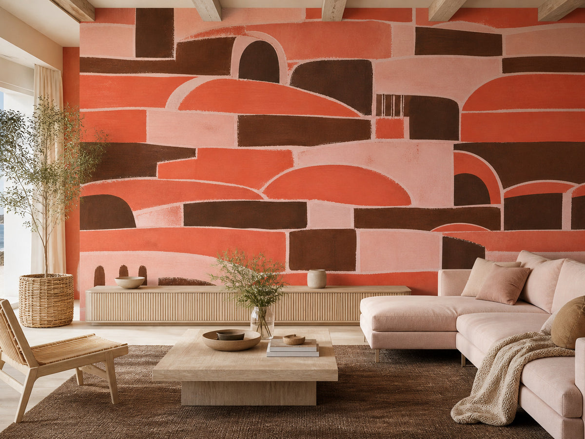 Coral Brick Wallpaper Mural product view