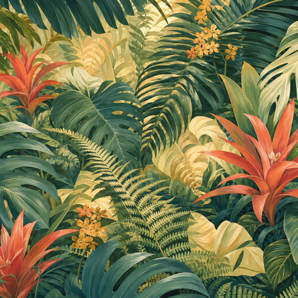 Coral Bromeliad Wallpaper Mural product view