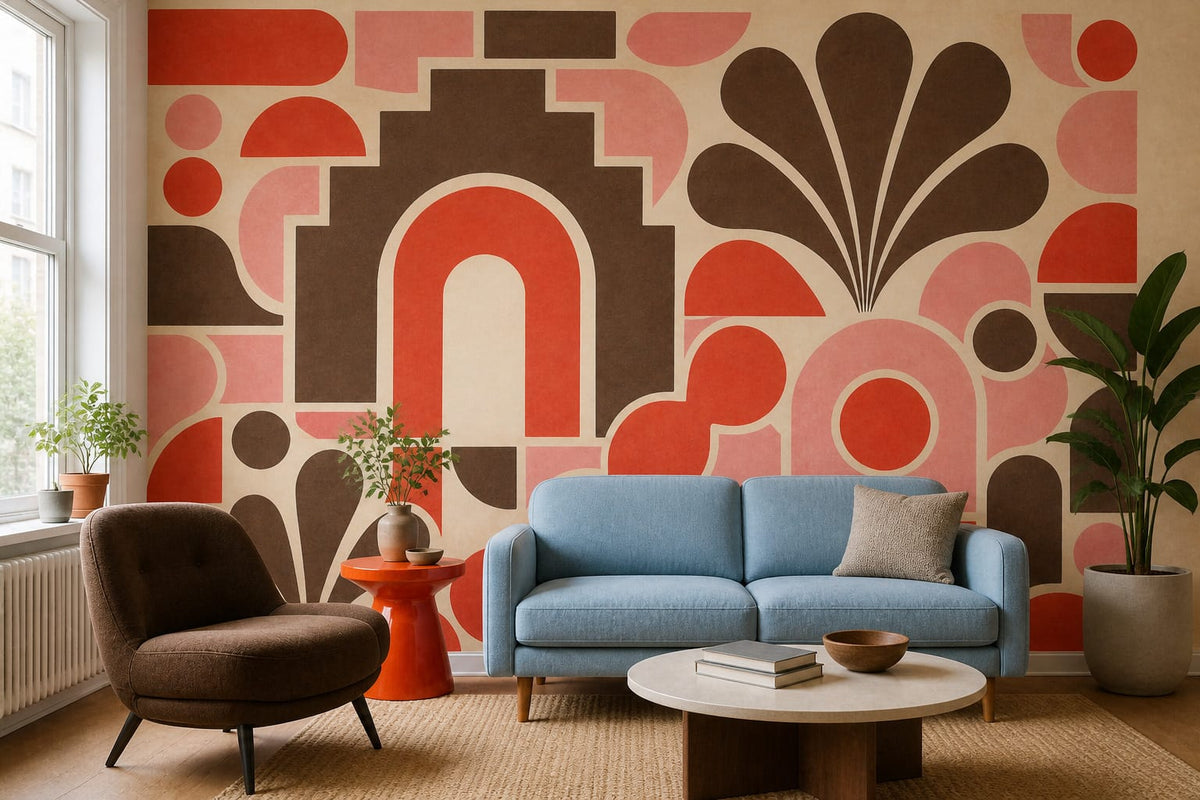 Coral Tile Wallpaper Mural product view