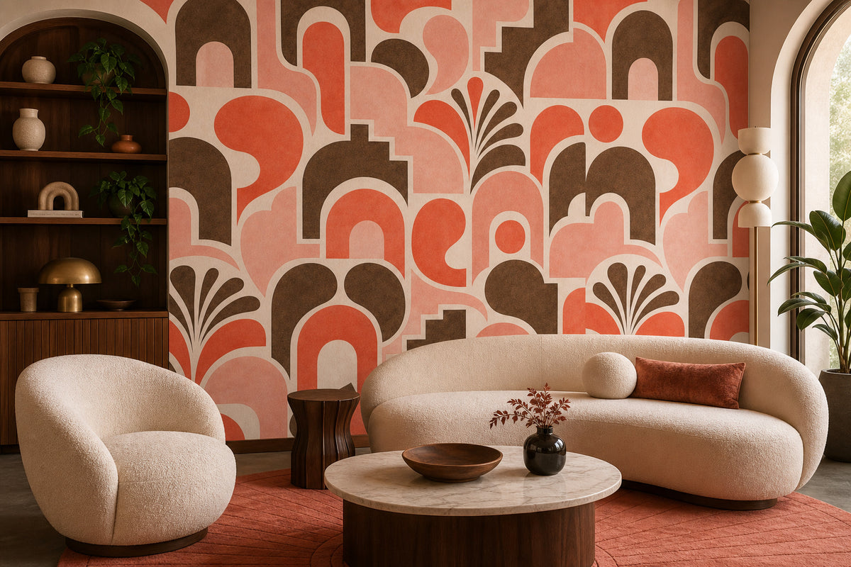 Coral Tile Wallpaper Mural product view