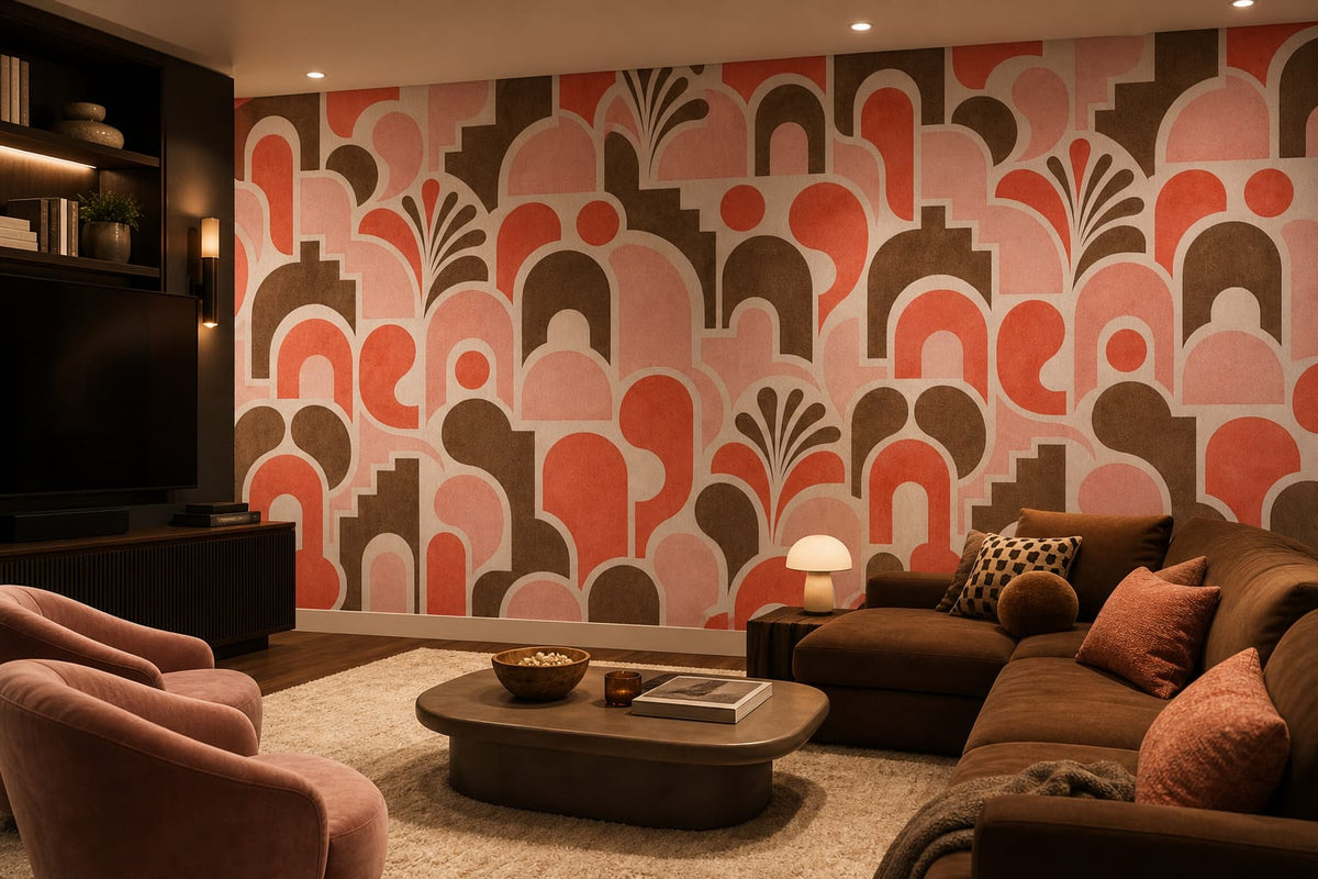 Coral Tile Wallpaper Mural product view