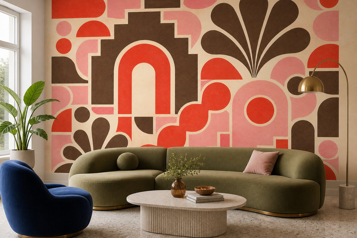 Coral Tile Wallpaper Mural product view
