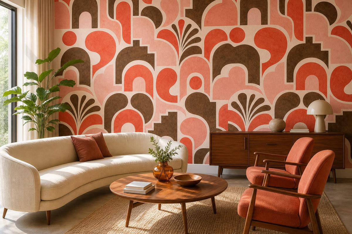 Coral Tile Wallpaper Mural product view