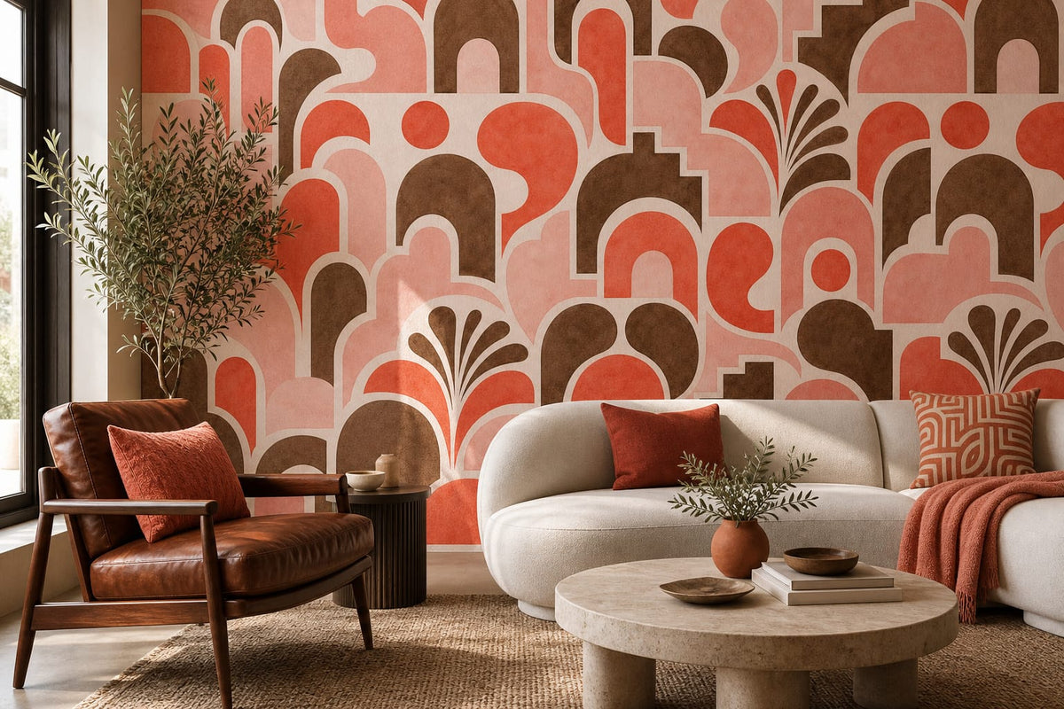 Coral Tile Wallpaper Mural product view