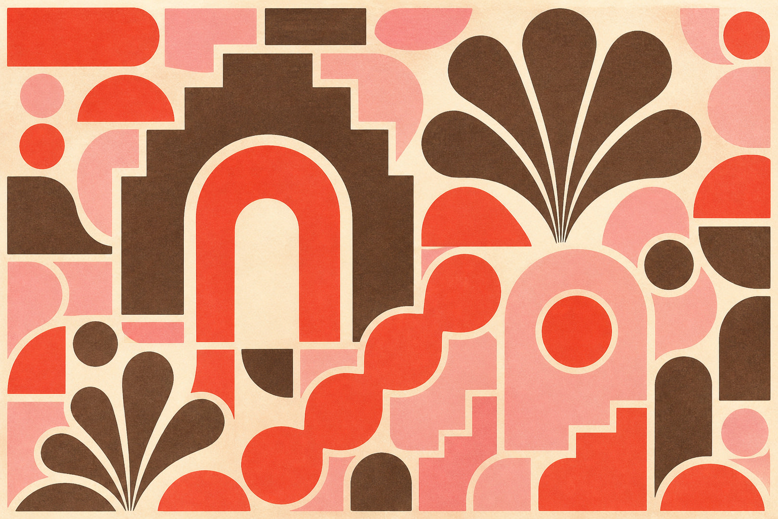 Coral Tile Wallpaper Mural