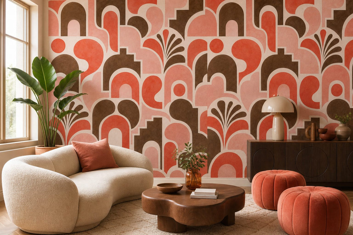 Coral Tile Wallpaper Mural product view