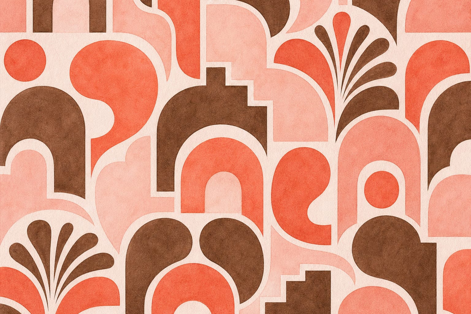 Coral Tile Wallpaper Mural