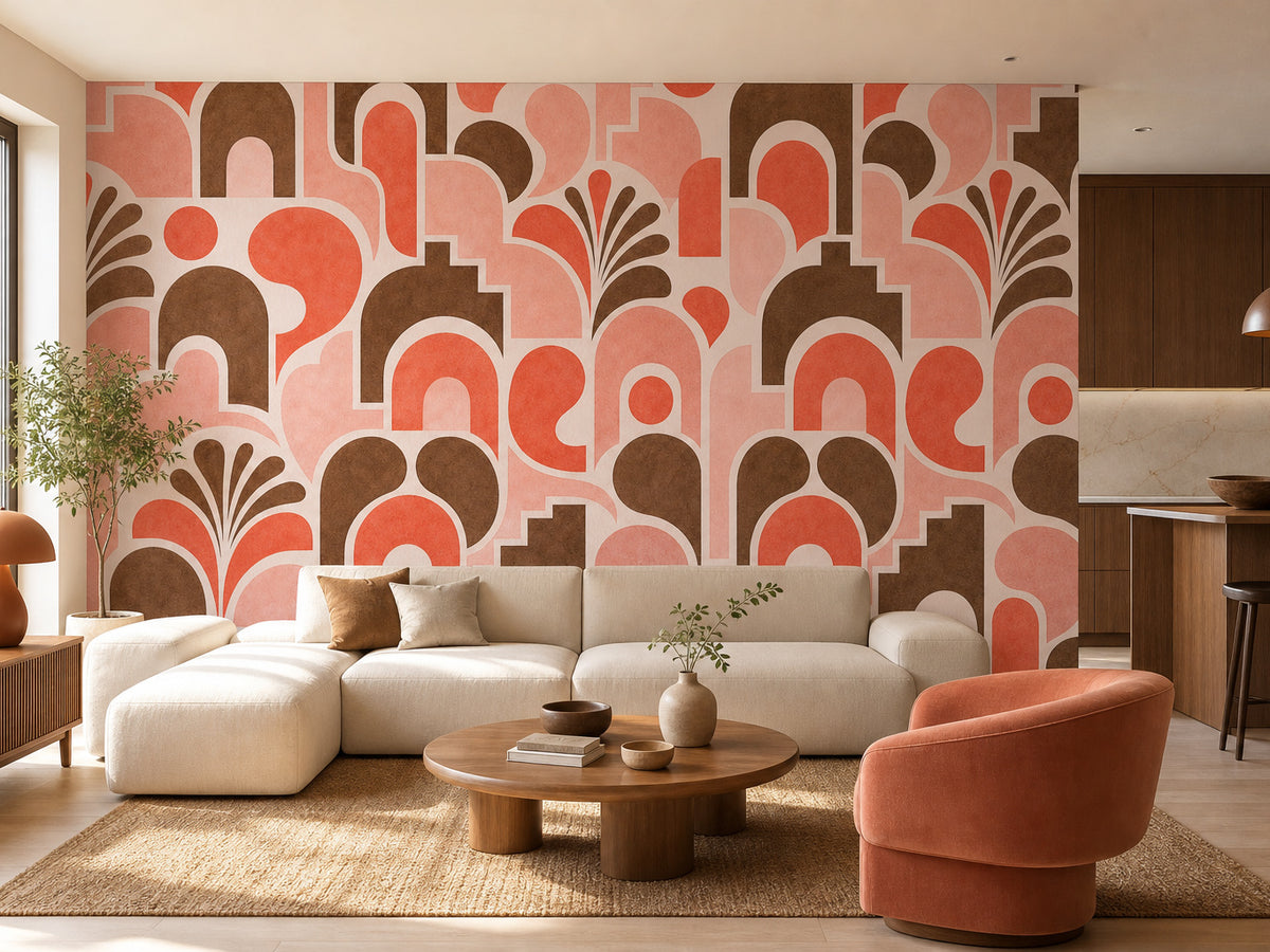 Coral Tile Wallpaper Mural product view