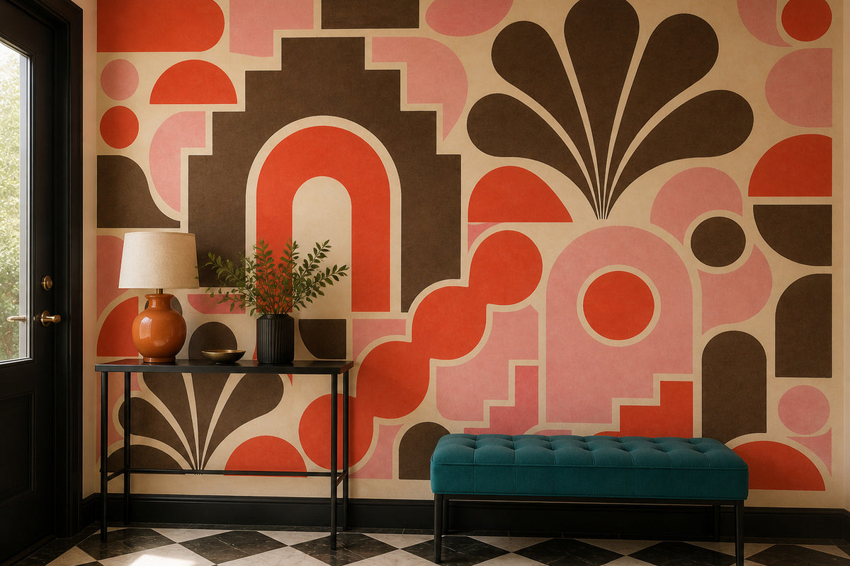 Coral Tile Wallpaper Mural product view