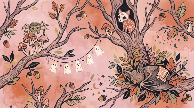 Pink Tree Halloween Wallpaper Mural