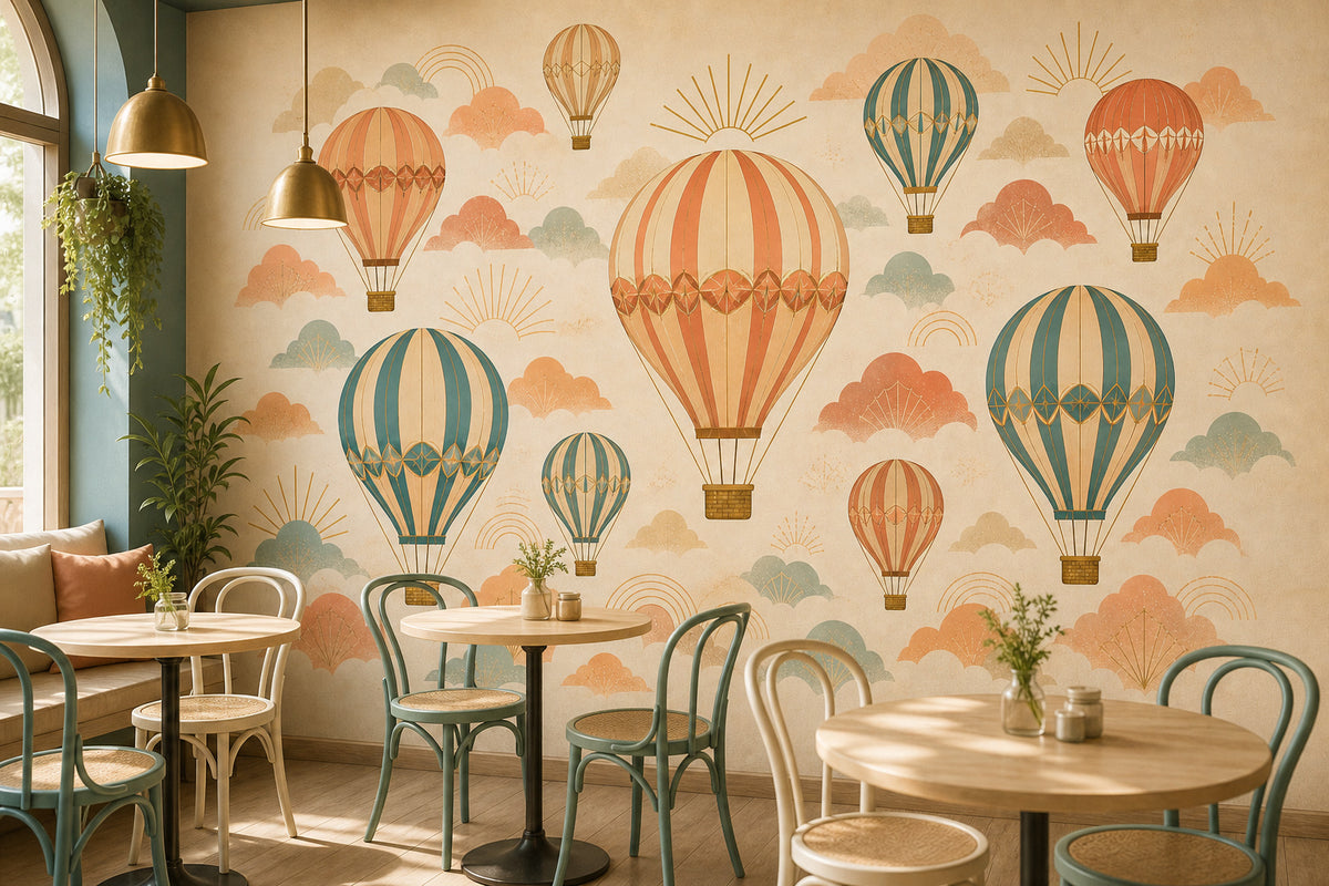 Cream Balloon Wallpaper Mural product view
