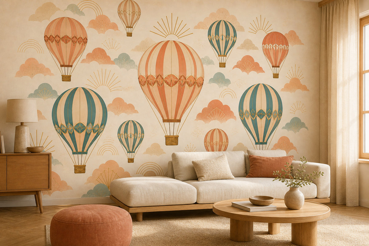 Cream Balloon Wallpaper Mural product view