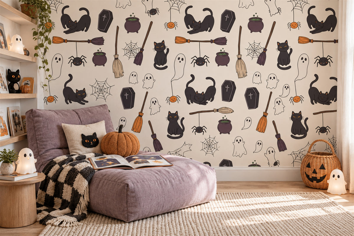cream cats custom self adhesive wallpaper mural reading nook removable non woven vinyl