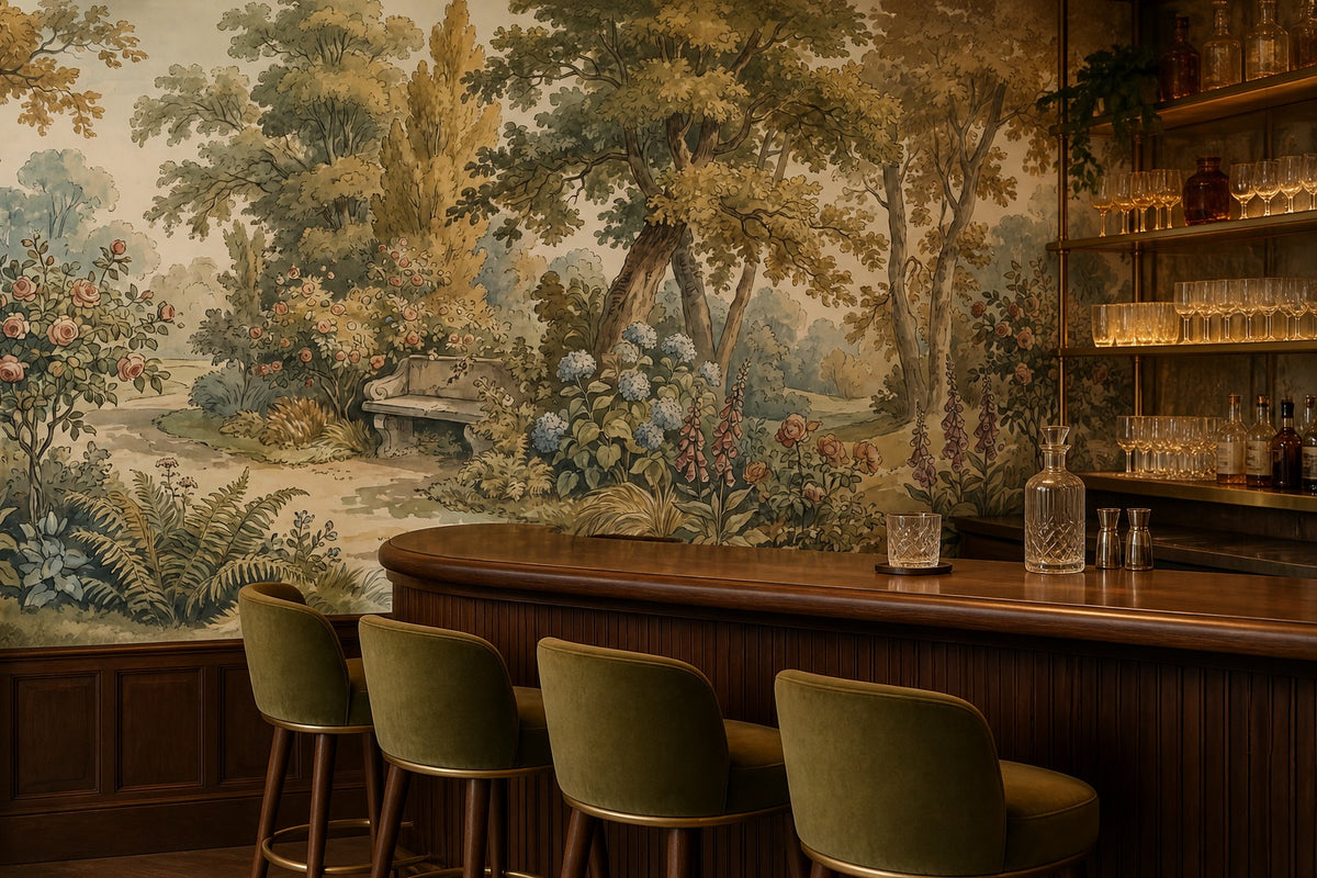 cream floral vintage jungle wallpaper bar custom stick on non woven vinyl removable