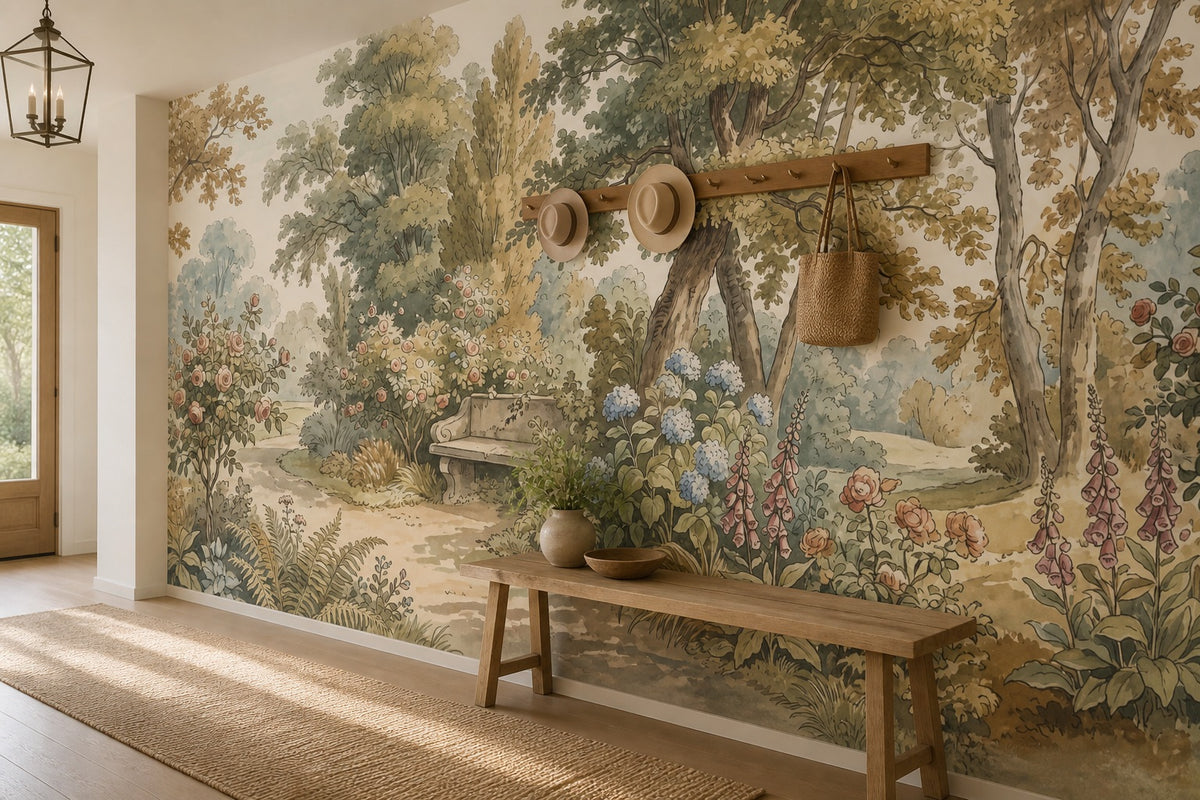 cream leaf vintage jungle wallpaper hallway custom stick on non woven vinyl removable