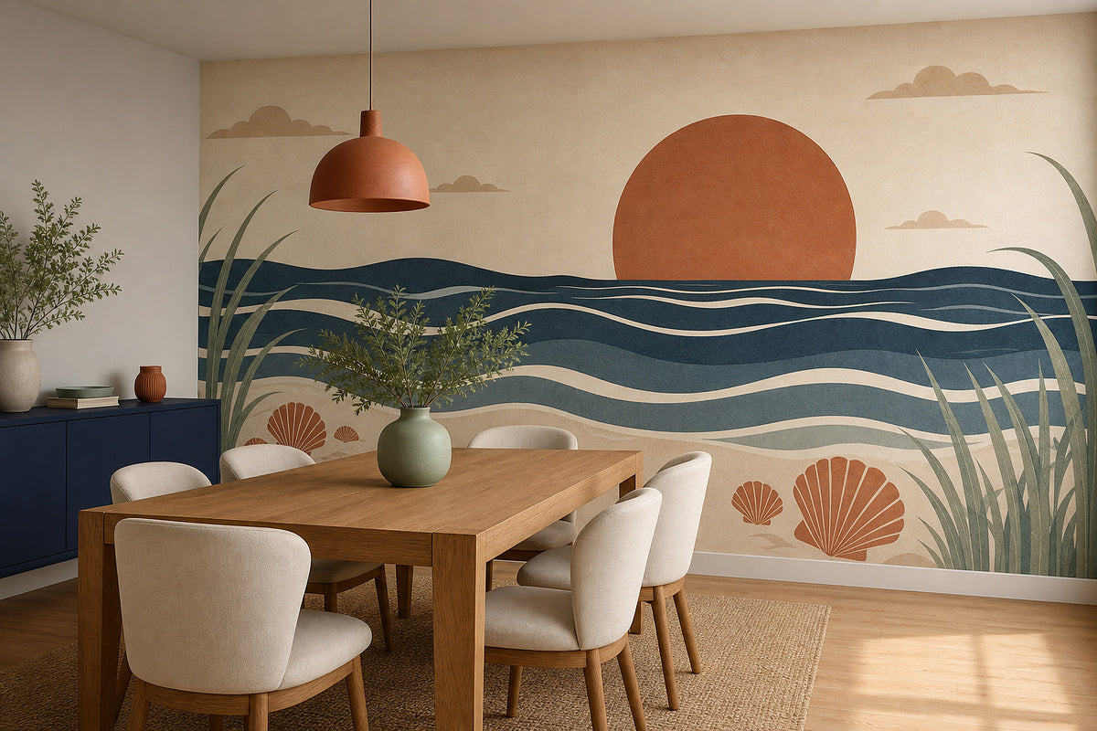 Cream Ocean Wallpaper Mural product view