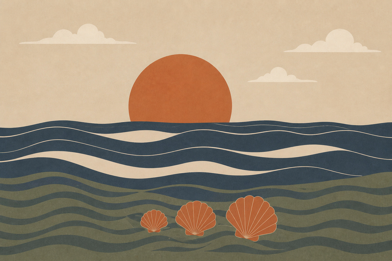 Cream Ocean Wallpaper Mural