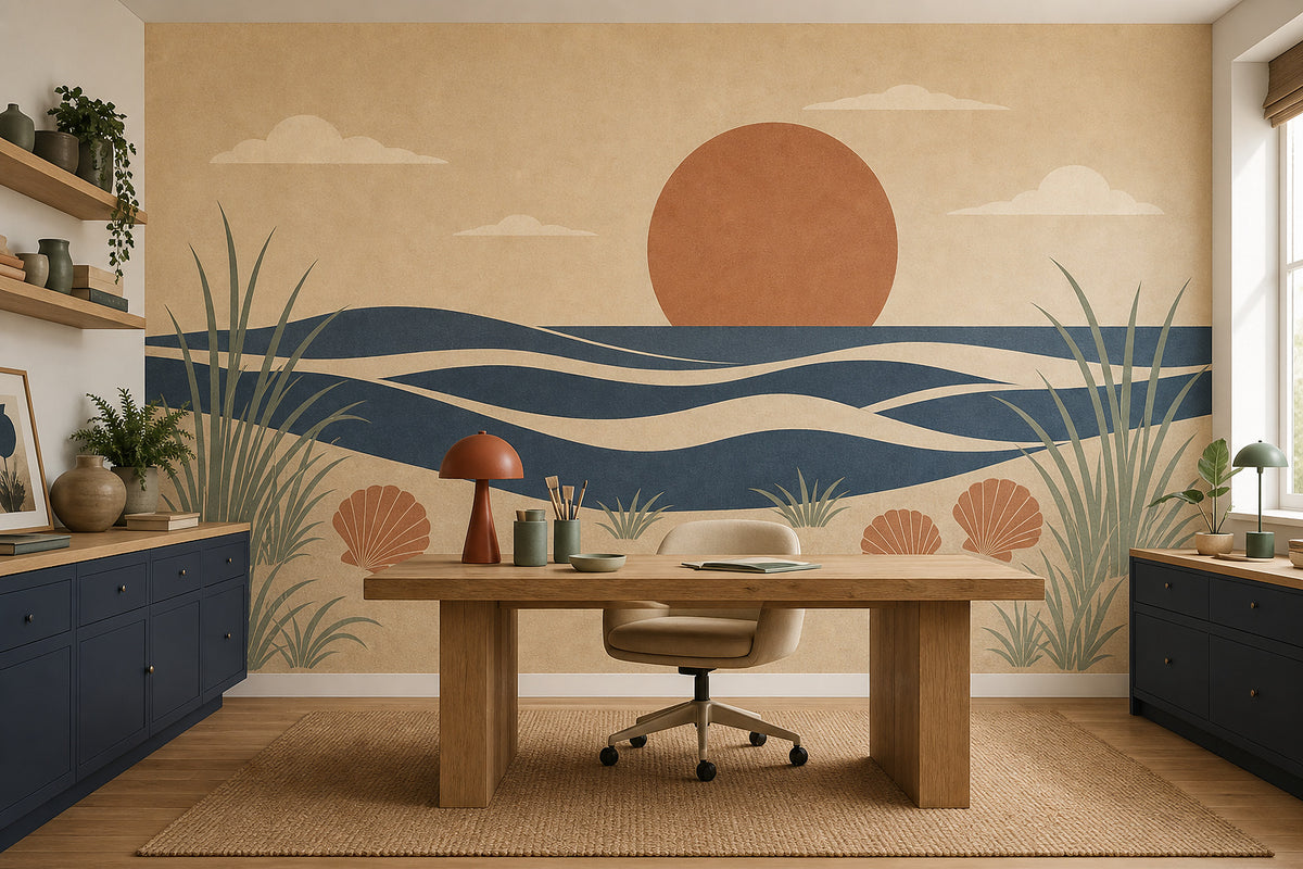 Cream Ocean Wallpaper Mural product view