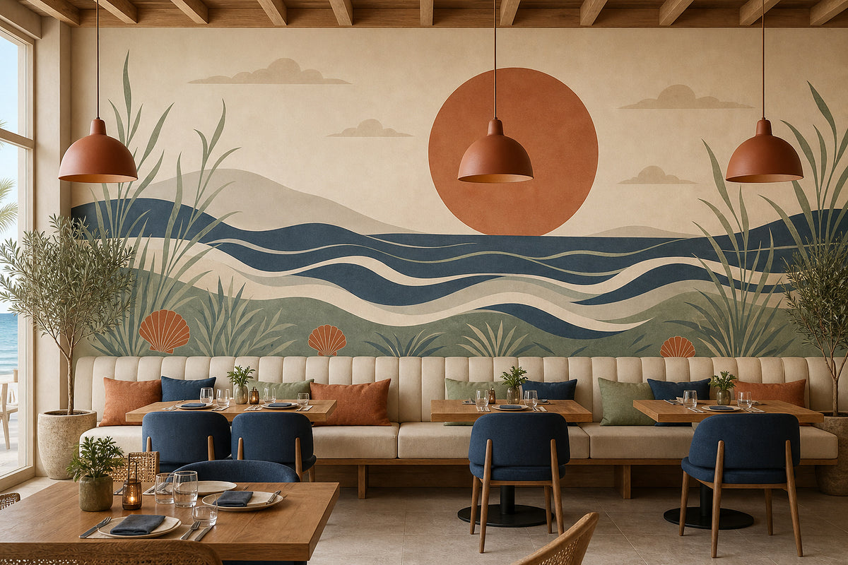 Cream Ocean Wallpaper Mural product view