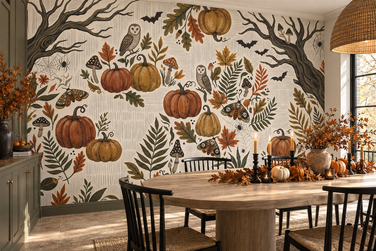 cream pumpkins dining custom self adhesive removable non woven vinyl wallpaper mural